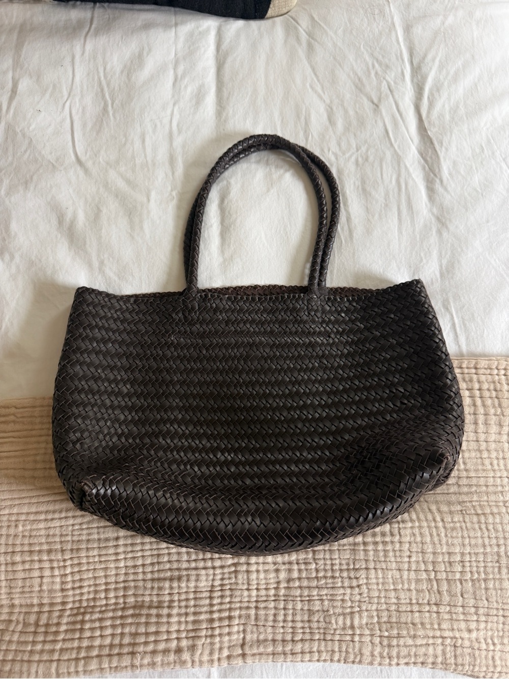 Woven Dark Brown Tote Bag